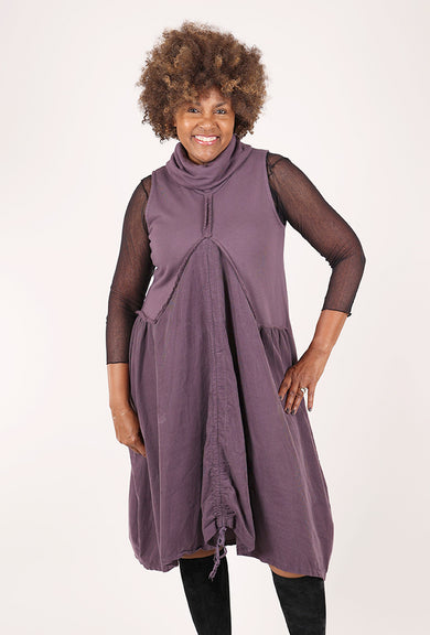 Saga Cotton/Cord Ruched Front Dress, Amethyst