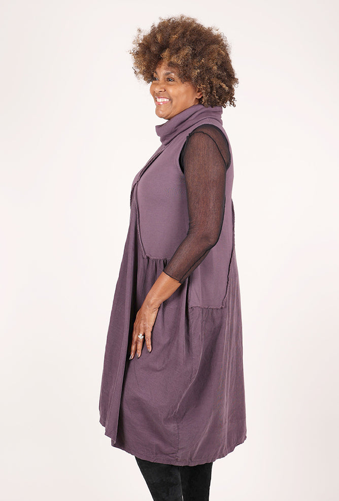 Saga Cotton/Cord Ruched Front Dress, Amethyst