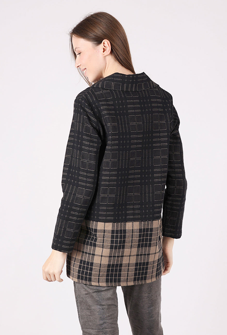 Christopher Calvin Plaid Accent Marlene Jacket, Black/Tan