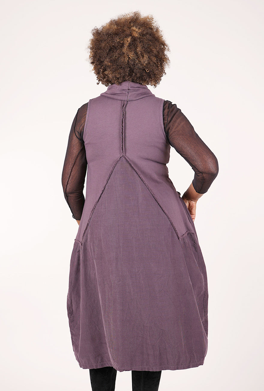 Saga Cotton/Cord Ruched Front Dress, Amethyst