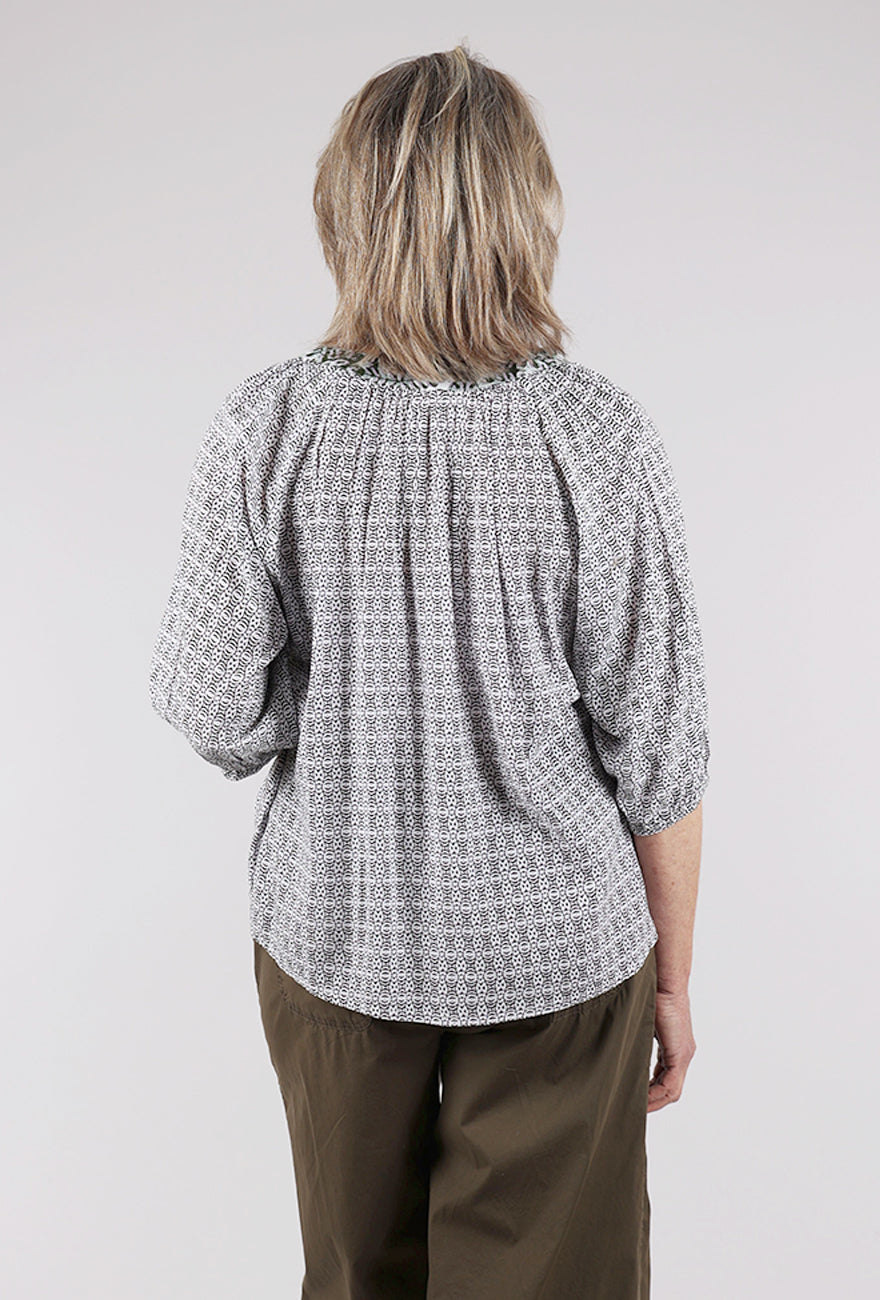Dolma Jewel Geo Print Top, Olive/Black