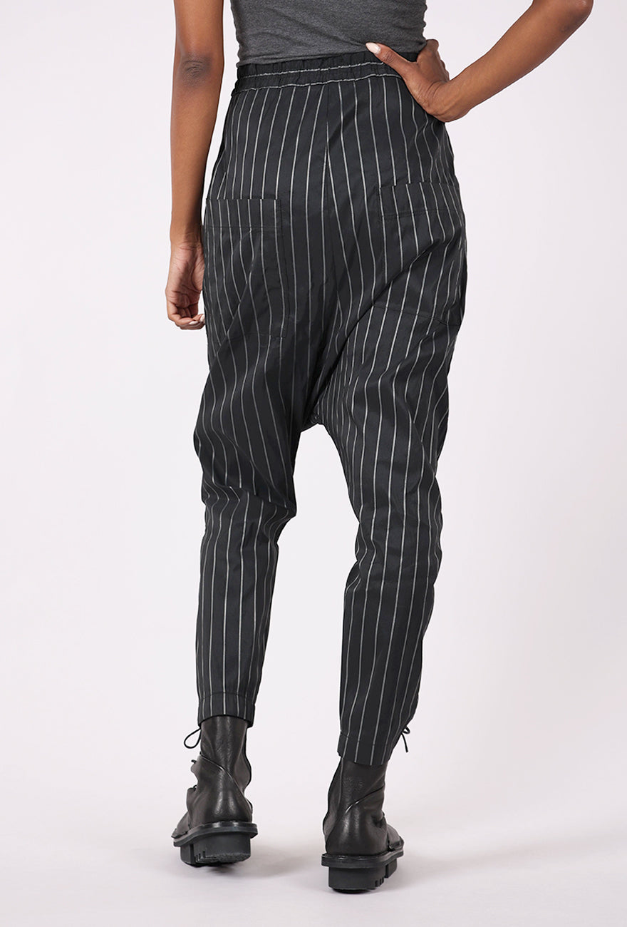 Pluslavie Nylon T Pant, Black Pinstripe