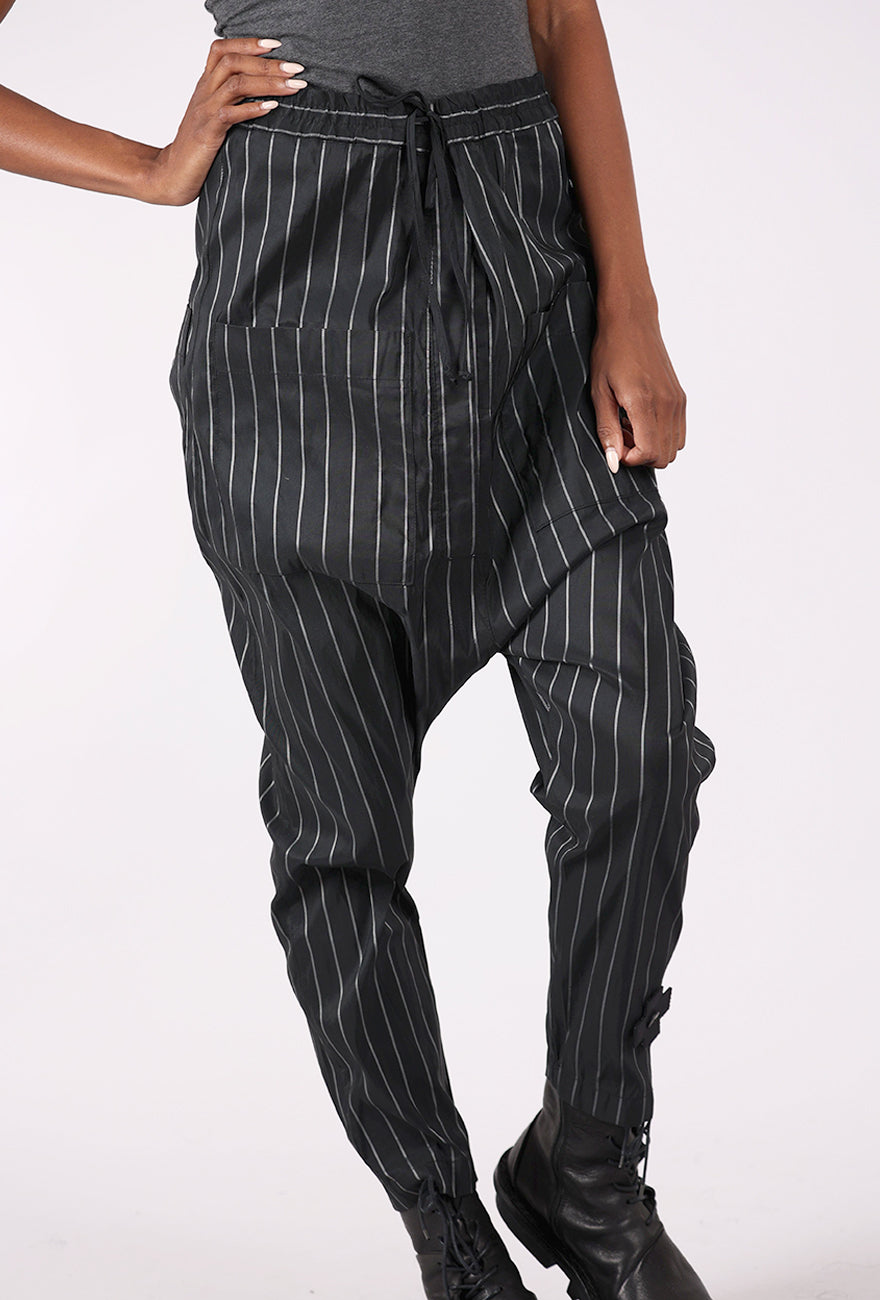 Pluslavie Nylon T Pant, Black Pinstripe