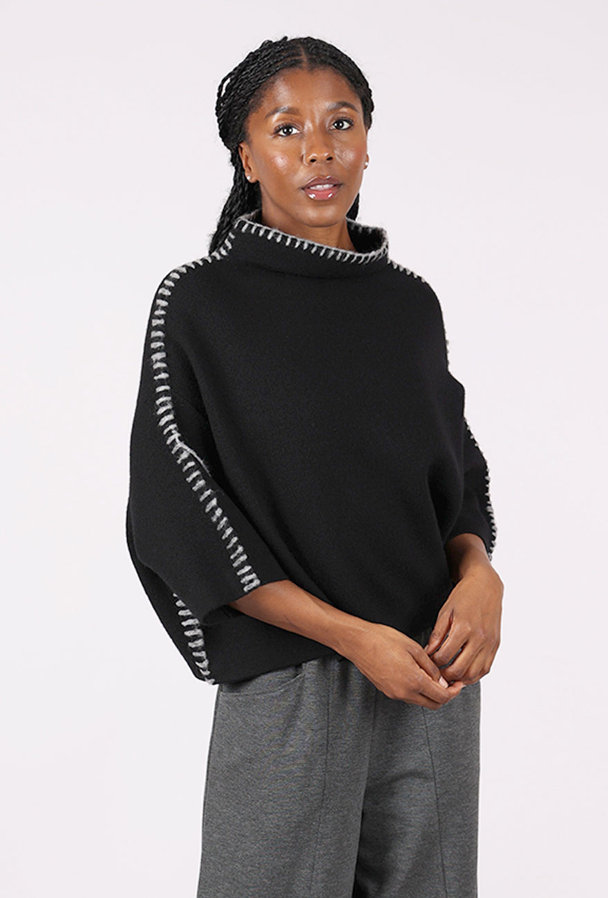 Moyuru Whipstitch Pullover, Black