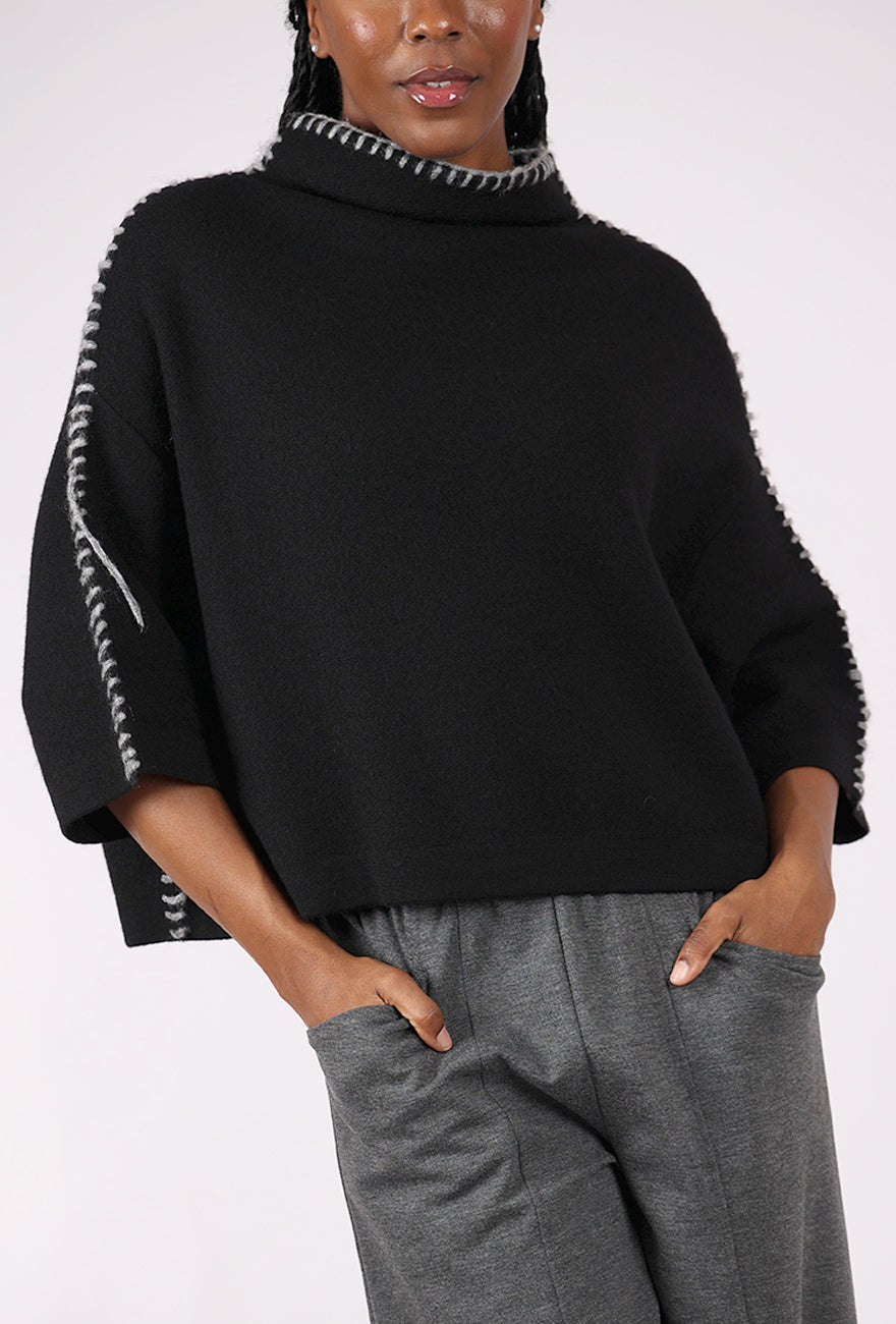 Moyuru Whipstitch Pullover, Black