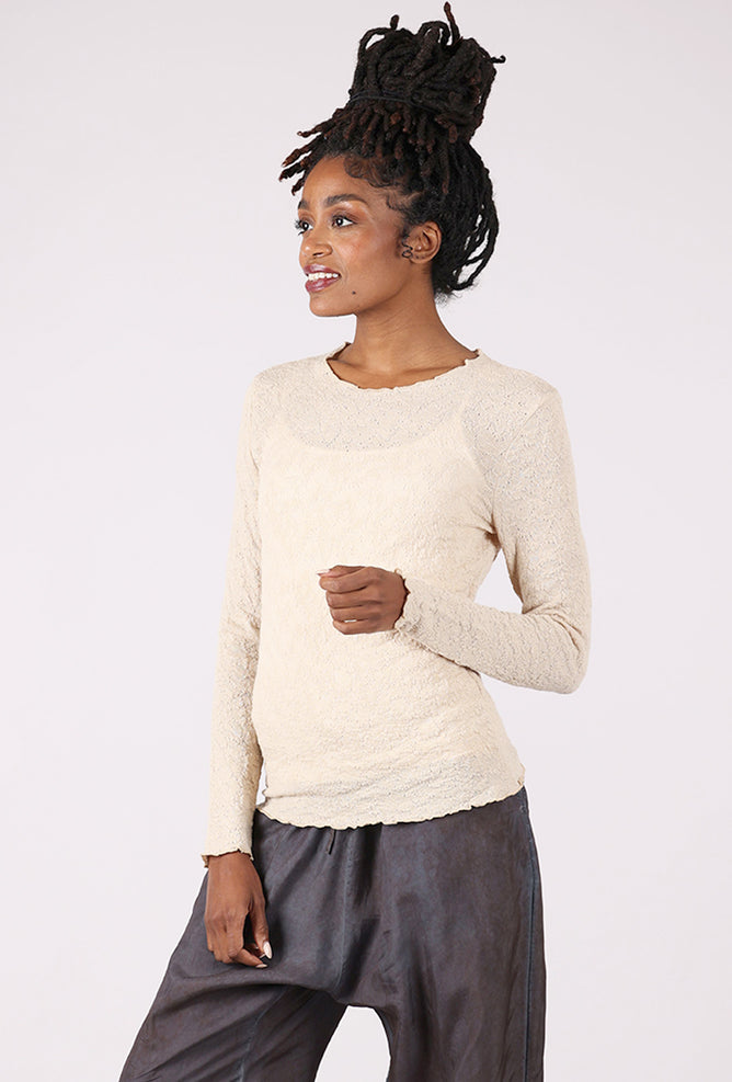 By Basics Bubble Wool Round Neck Pullover, Almond Milk