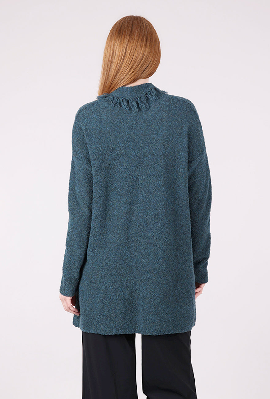 Grizas Fringed Lapel Cardie, Teal