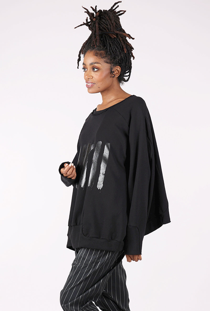 Pluslavie Wide Short Sweat II, Black Print