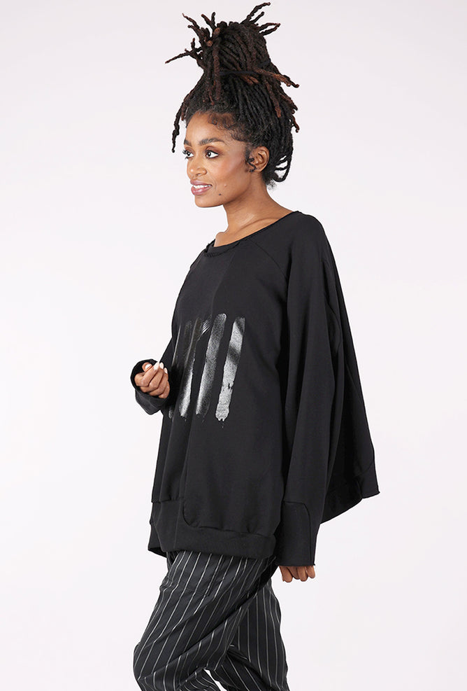 Pluslavie Wide Short Sweat II, Black Print