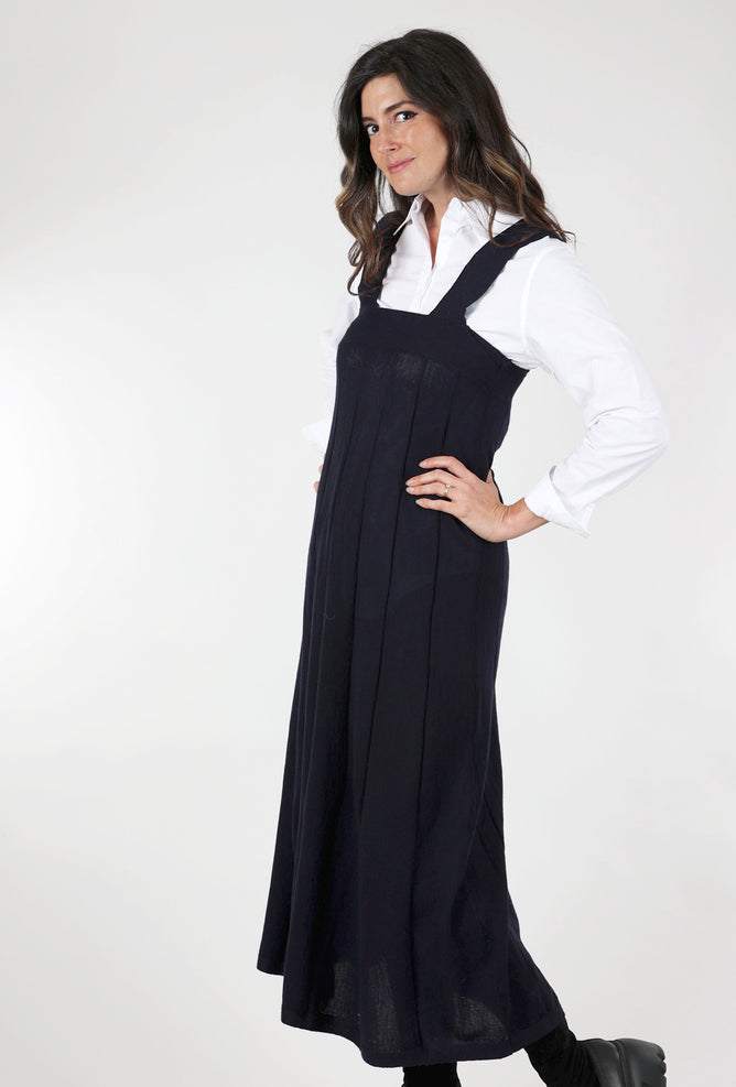 Knit Knit Merino Suspender Dress, Navy Blue