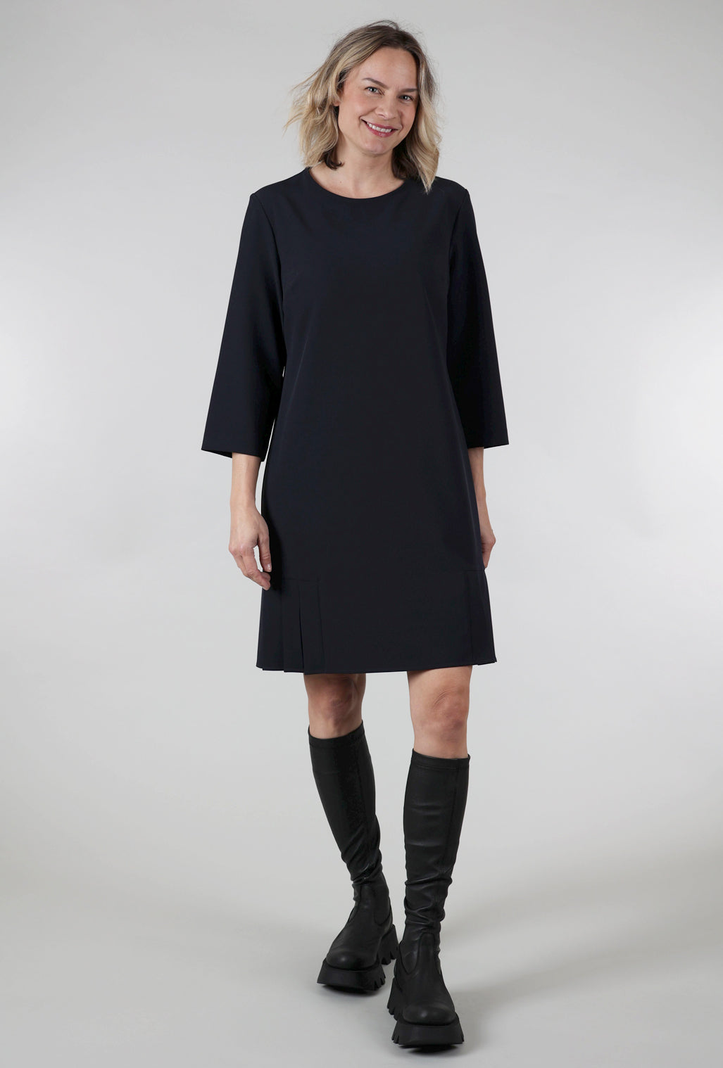 Estelle & Finn Pleated Bottom Crepe Dress, Navy