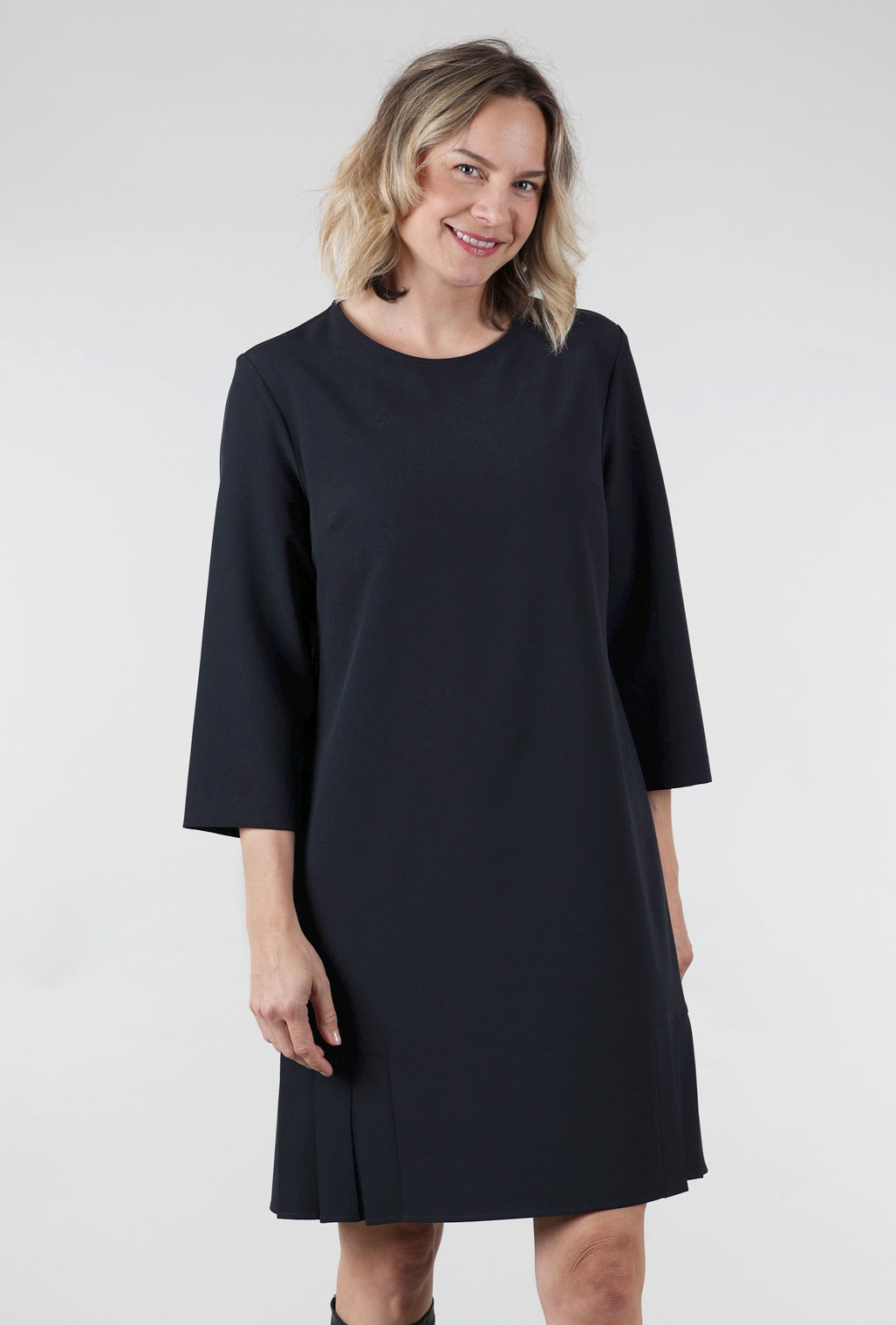 Estelle & Finn Pleated Bottom Crepe Dress, Navy