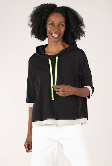 Alembika Electric Drawstring Hoodie, Black/Lime