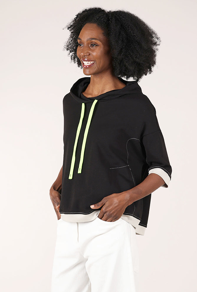 Alembika Electric Drawstring Hoodie, Black/Lime