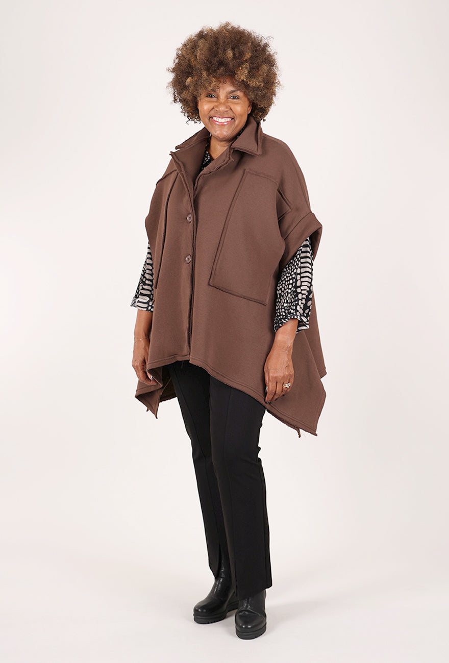 Saga Short Flare Sleeve Topper, Cocoa