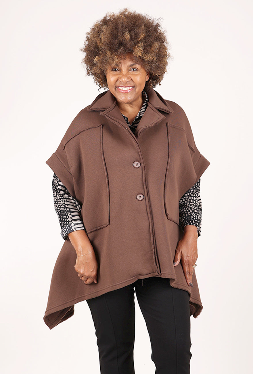 Saga Short Flare Sleeve Topper, Cocoa