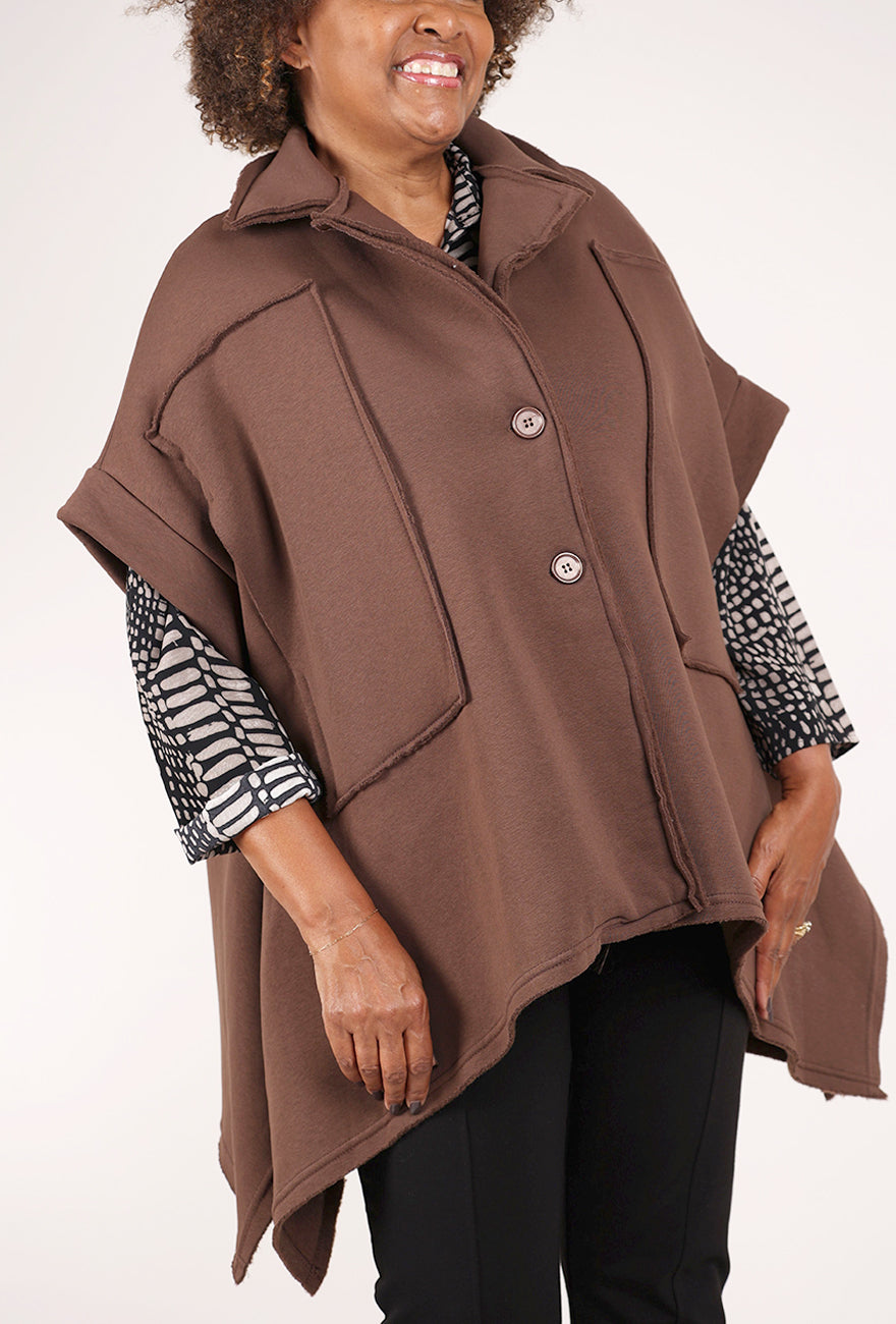 Saga Short Flare Sleeve Topper, Cocoa