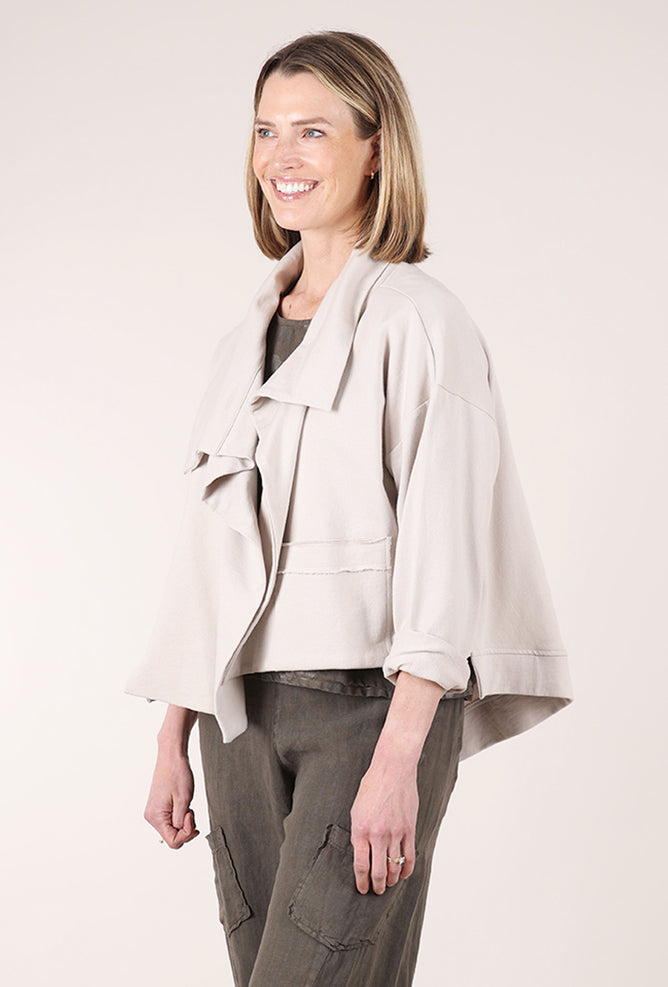 Planet French Terry Crop Asym Jacket, Putty