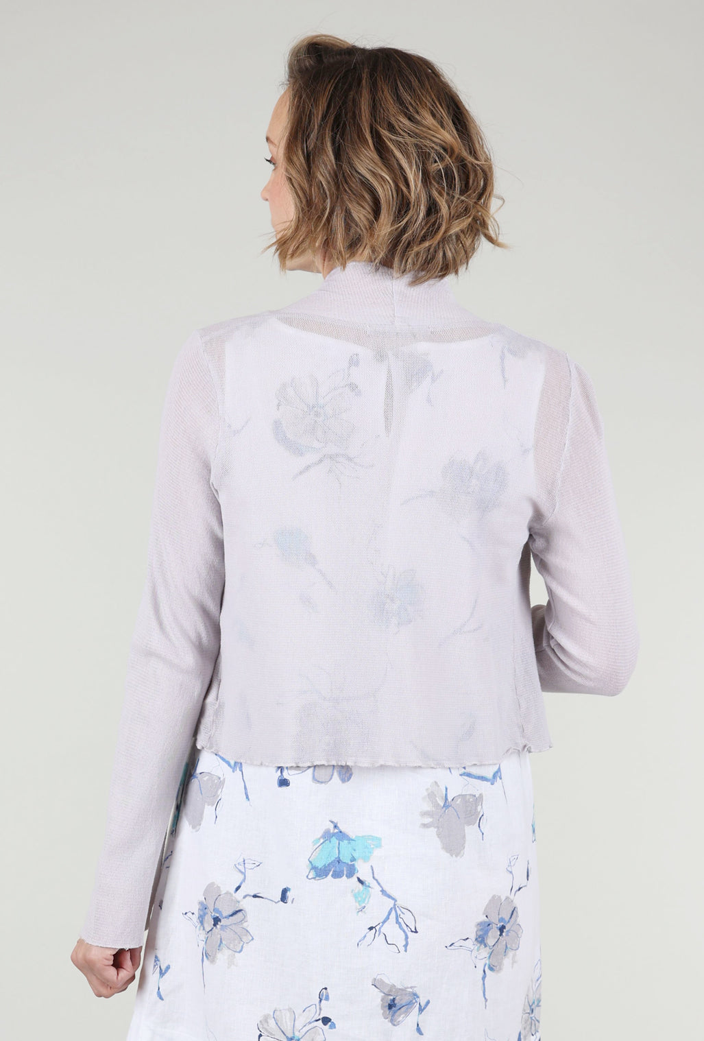 Cut Loose Cropped Tulle Cardie, Aluminum
