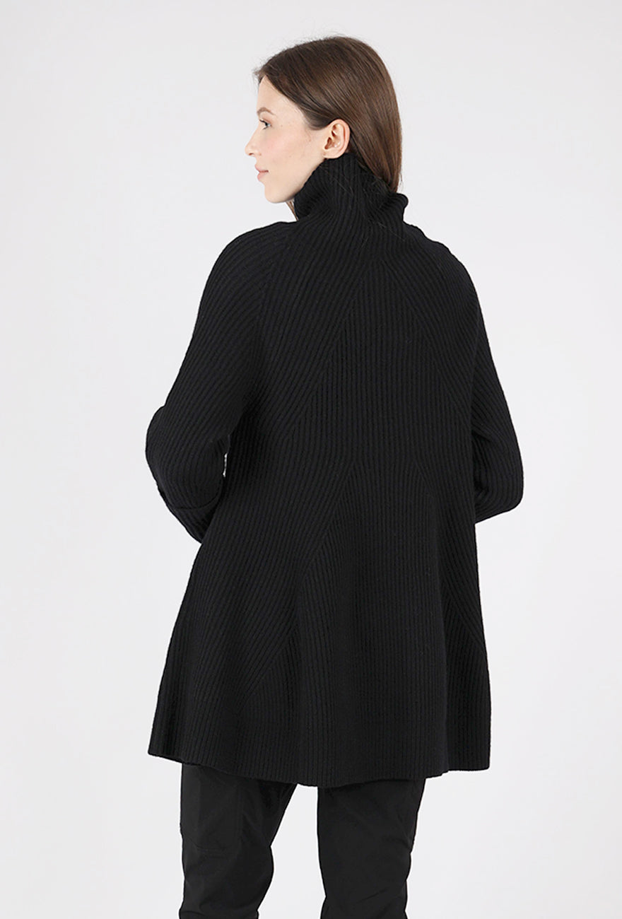 Rundholz Shapely Ribbed Sweater Tunic, Black