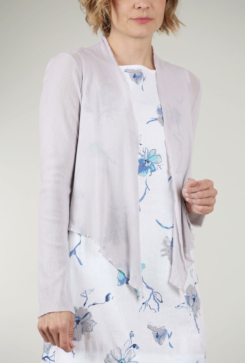 Cut Loose Cropped Tulle Cardie, Aluminum