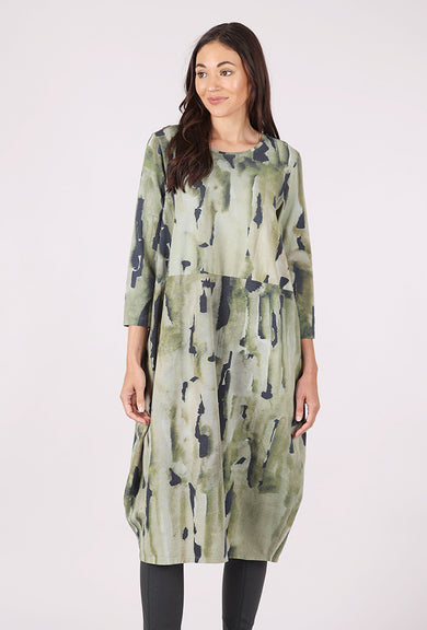 Grizas Jersey Lantern Dress, Abstract Sage