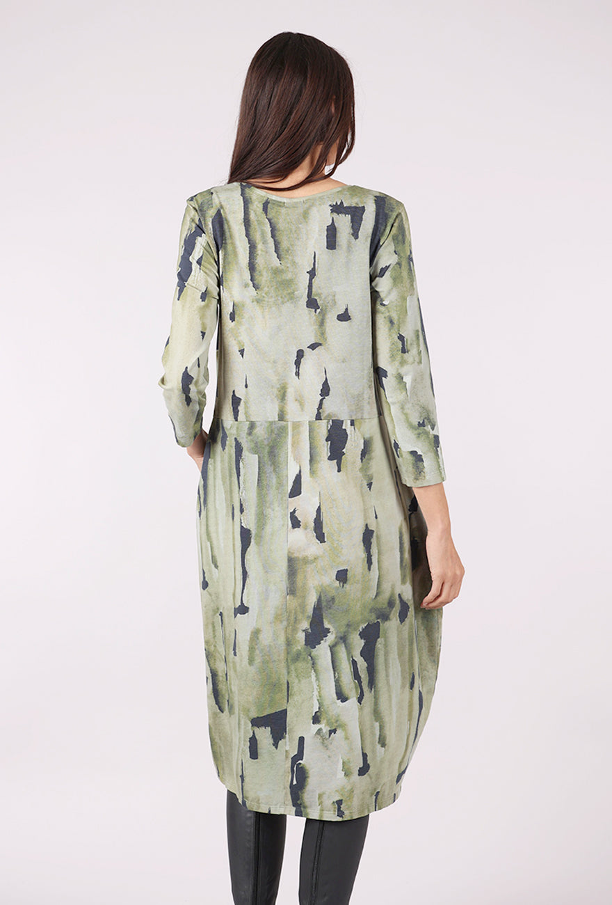 Grizas Jersey Lantern Dress, Abstract Sage