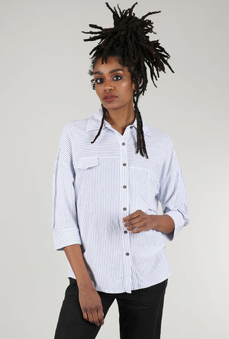 Wild Palms Mini-Stripe Knit Shirt, White 