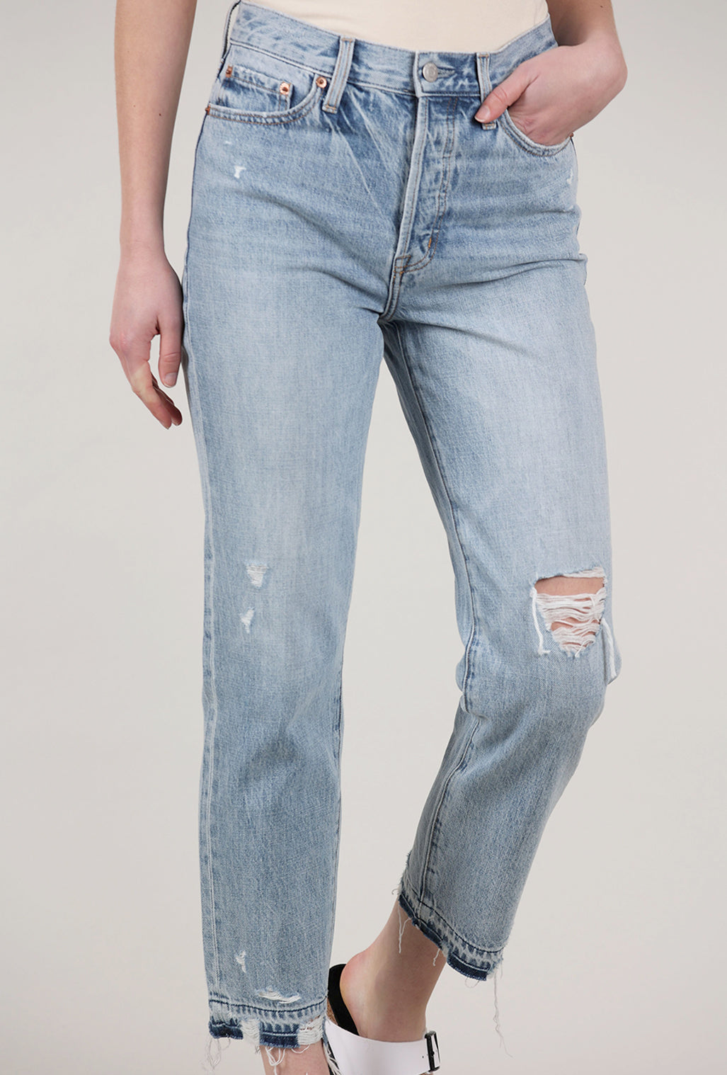 Pistola Charlie High-Rise Classic Straight, Distressed