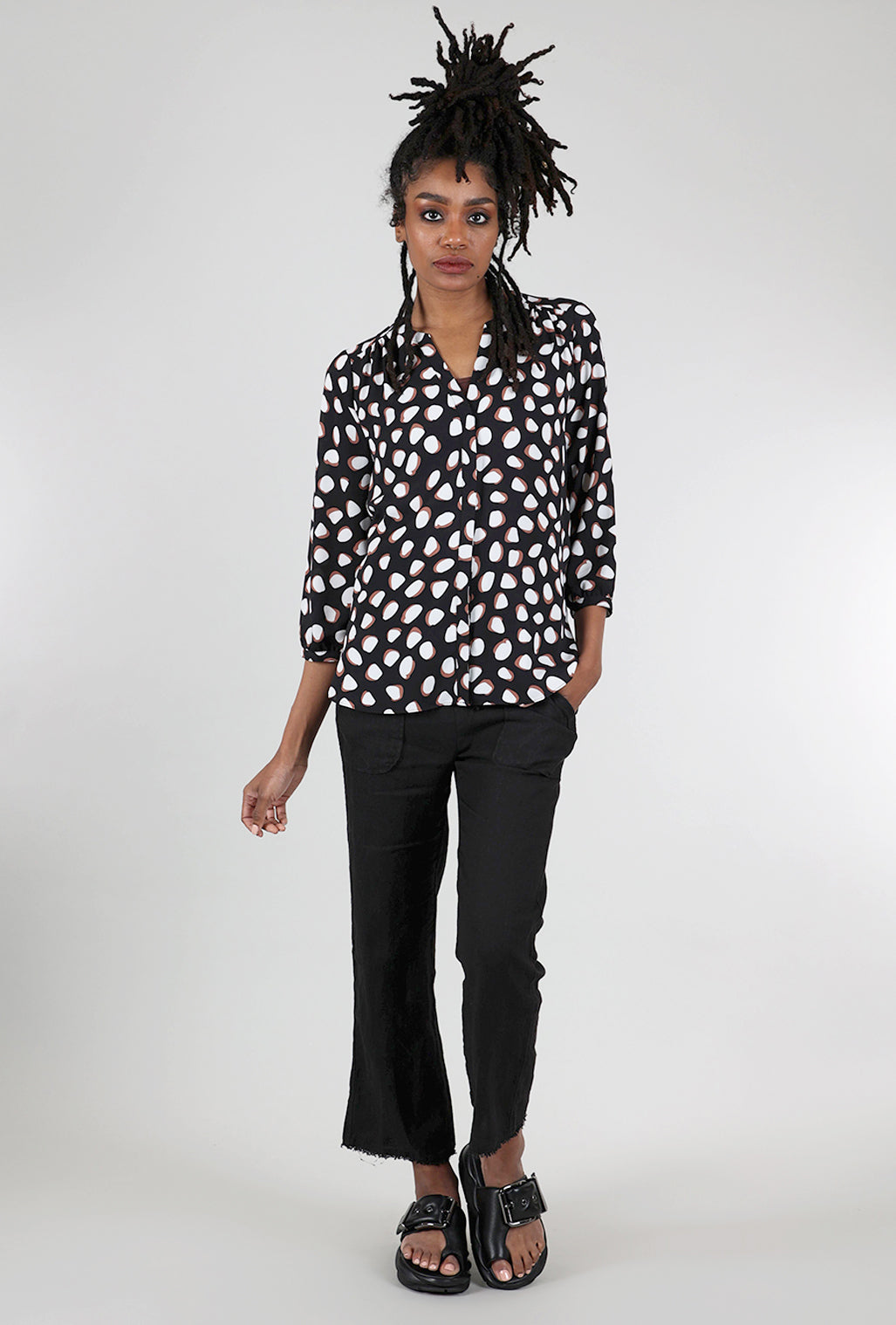 NYDJ Matilda Dot Blouse, Black