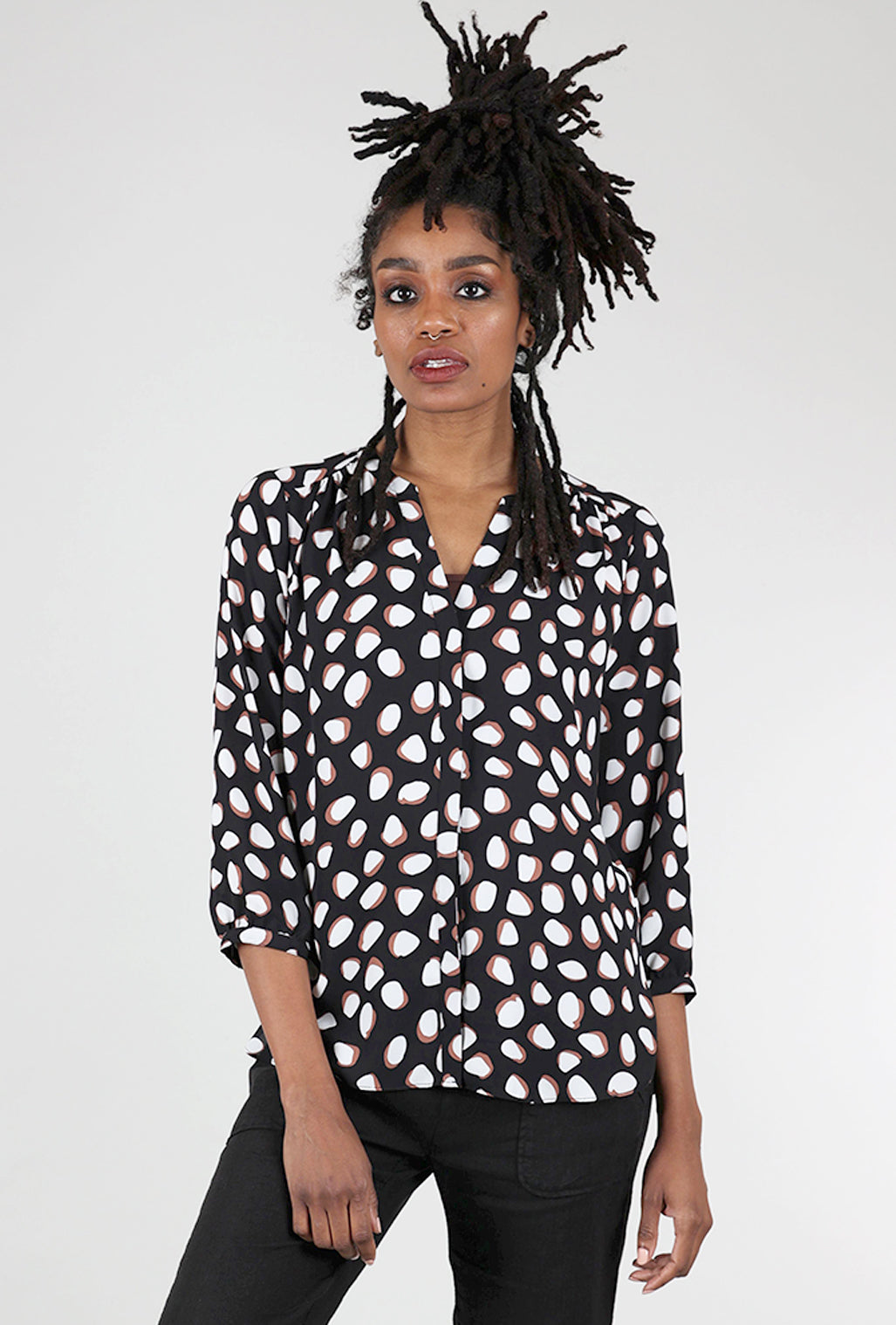 NYDJ Matilda Dot Blouse, Black