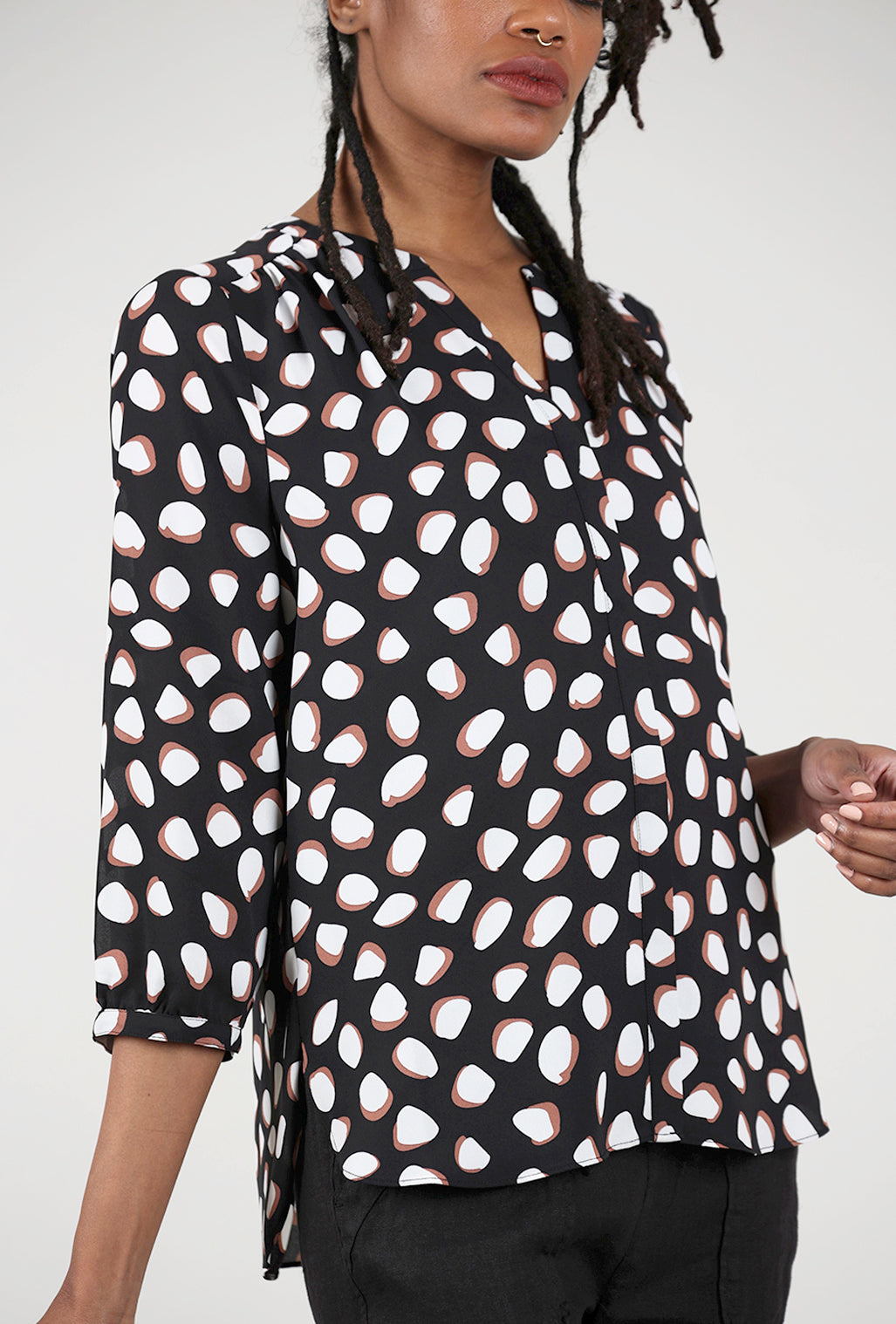 NYDJ Matilda Dot Blouse, Black