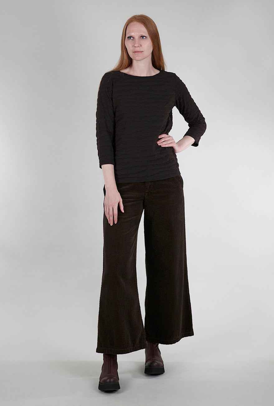 Cut Loose 3/4-Sleeve Texture Boatneck Top, Mahogany