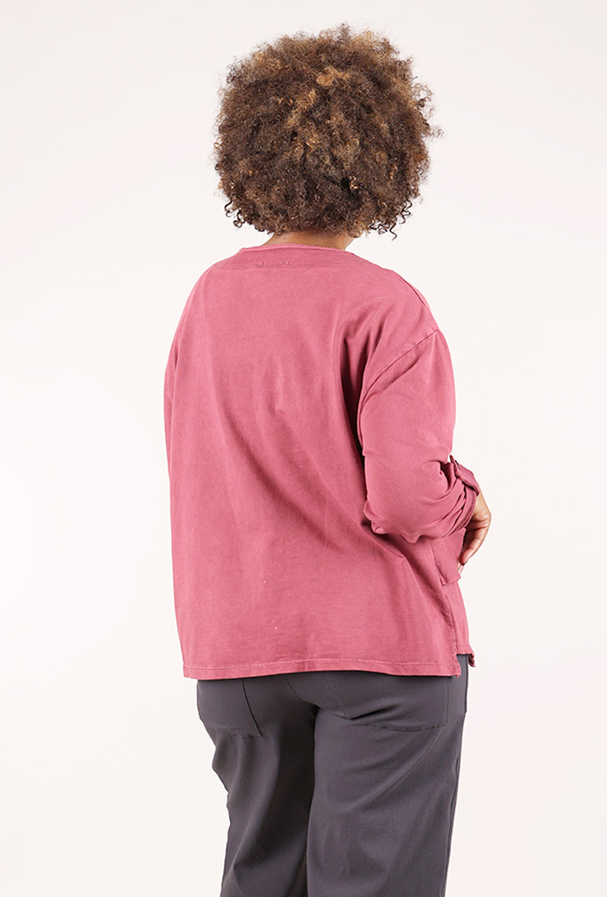 Saga Garment Dye Pocket Top, Wine