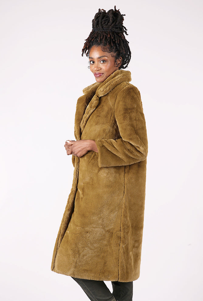 Olivia by Habitat Faux Fur Star Struck Car Coat, Nutria