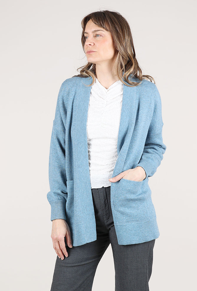 Kinross Cashmere Easy Travel Cardie, Denim