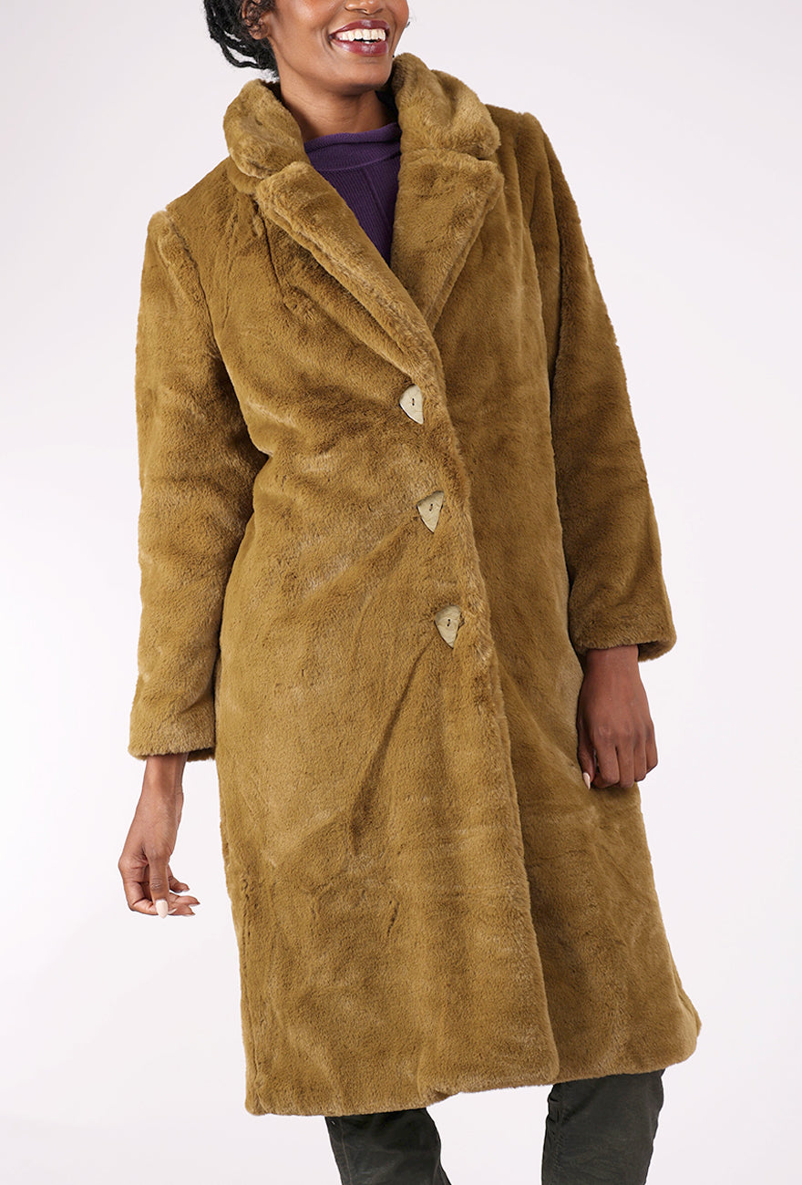 Olivia by Habitat Faux Fur Star Struck Car Coat, Nutria