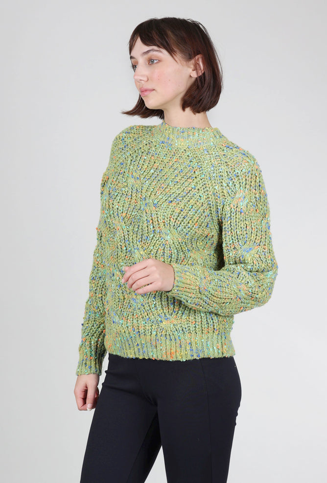 MDM Confetti Knit Cable Sweater, Moss
