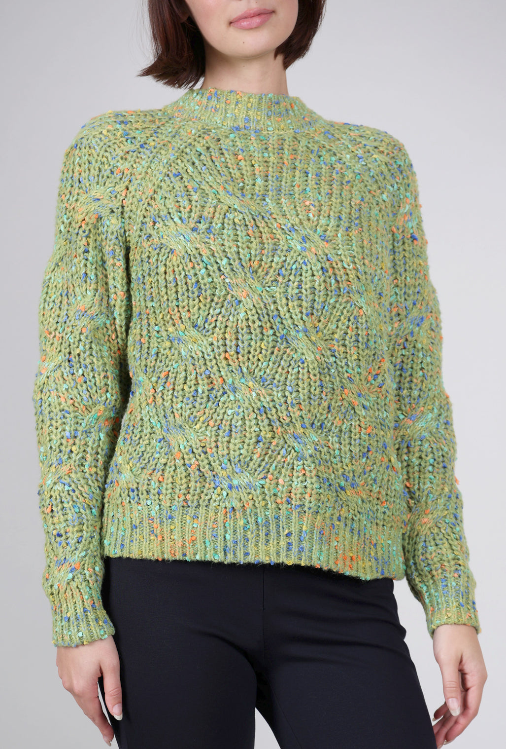 MDM Confetti Knit Cable Sweater, Moss