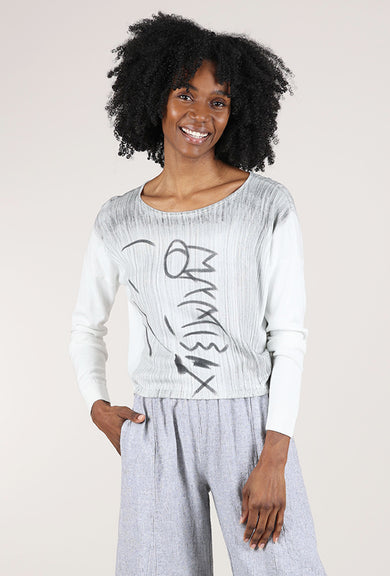 Planet Hieroglyphics Sweater, Gray/Ecru