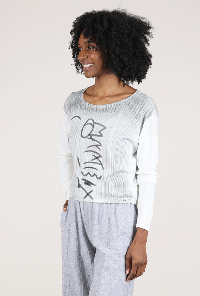 Planet Hieroglyphics Sweater, Gray/Ecru