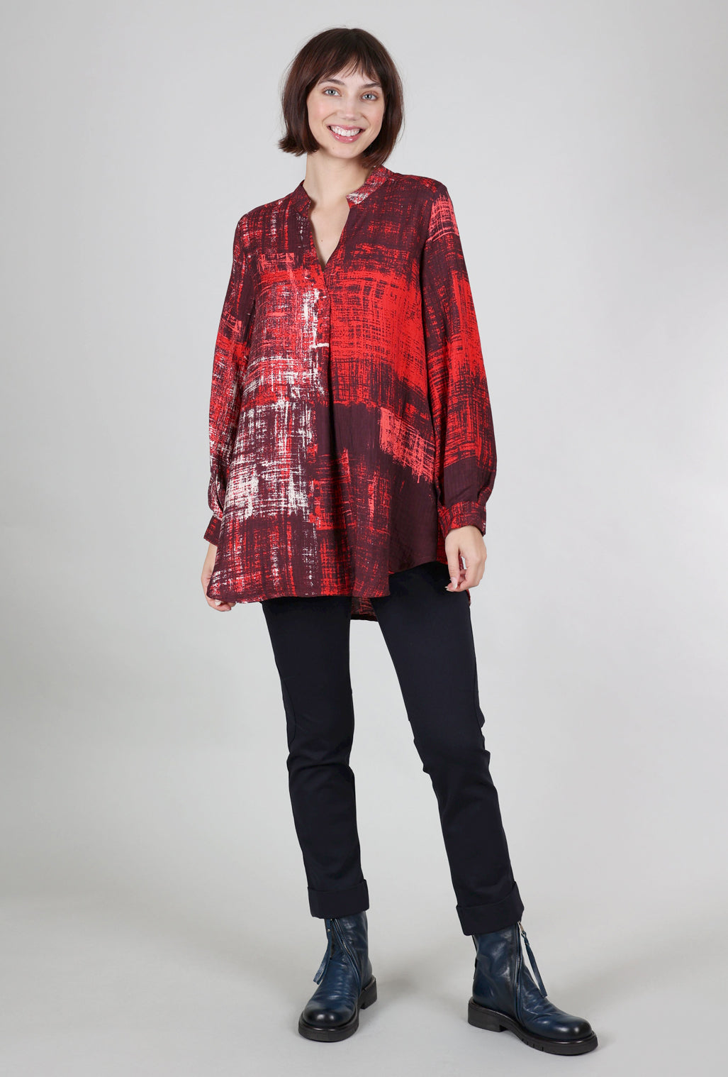 Noen Tamra Tunic Blouse, Red/Plum