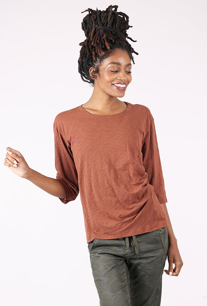 Mododoc Side-Gathered Tee, Maple Syrup