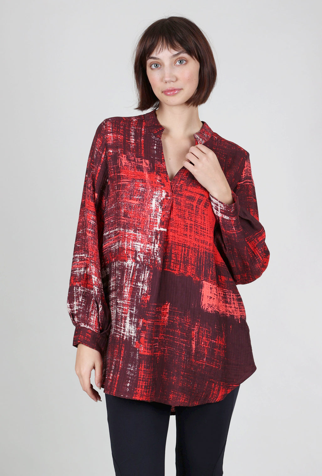 Noen Tamra Tunic Blouse, Red/Plum