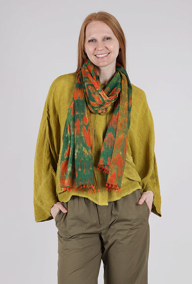 Neeru Kumar Cotton-Silk NK Scarf, Green Shibori