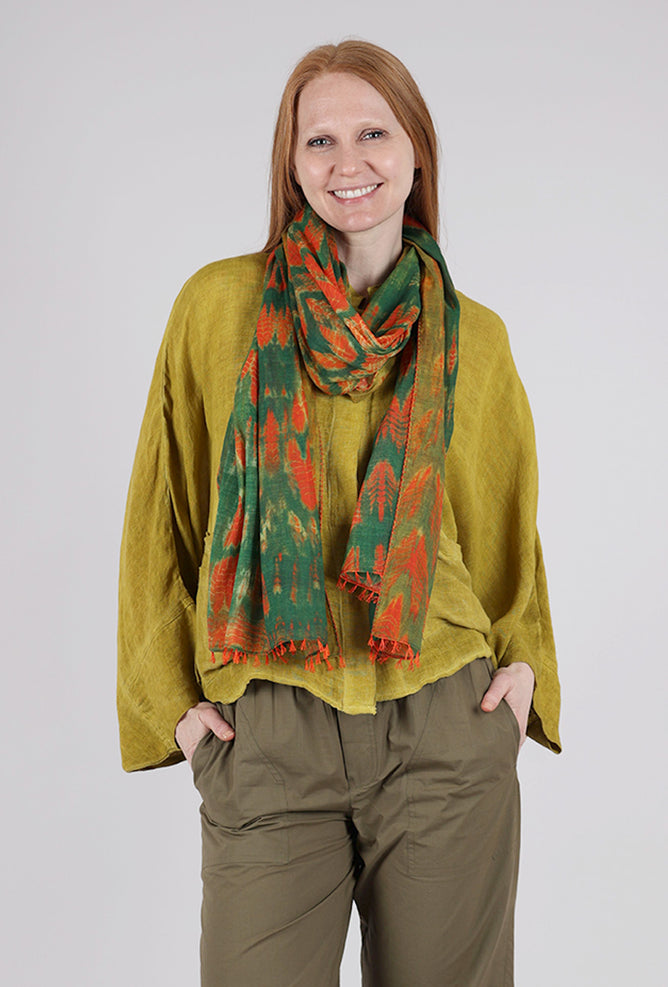 Neeru Kumar Cotton-Silk NK Scarf, Green Shibori