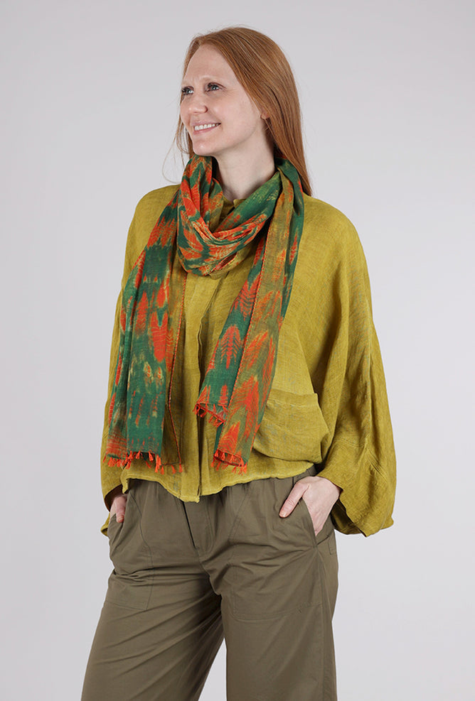 Neeru Kumar Cotton-Silk NK Scarf, Green Shibori