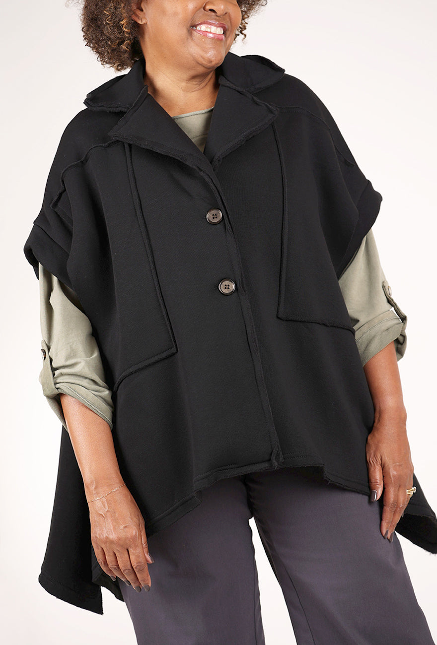 Saga Short Flare Sleeve Topper, Black