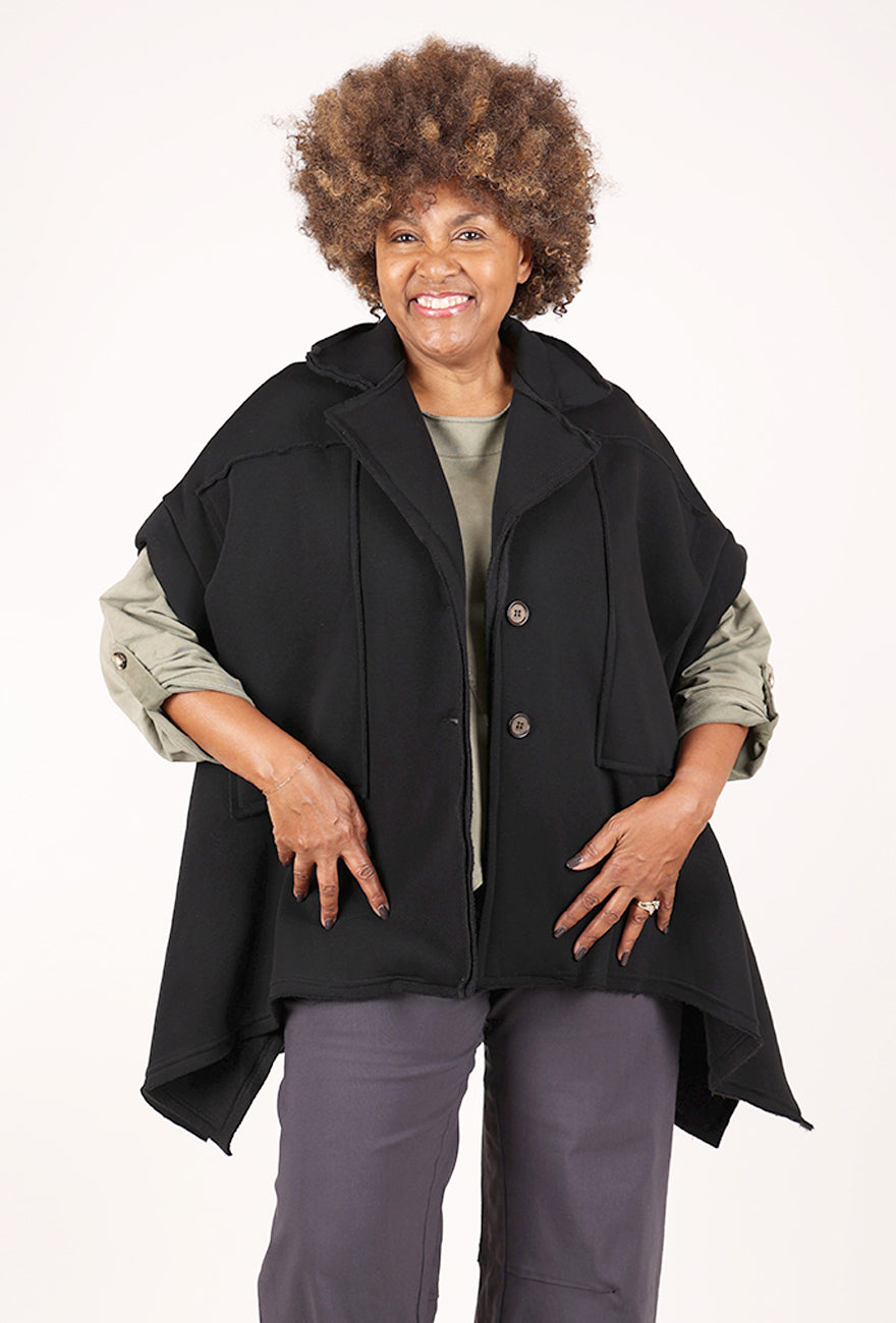 Saga Short Flare Sleeve Topper, Black
