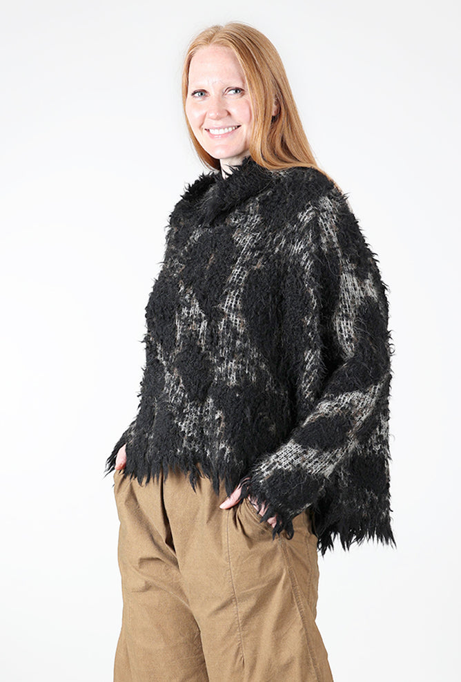 Rundholz Leo Jacquard Knit Pullover, Black/Gray